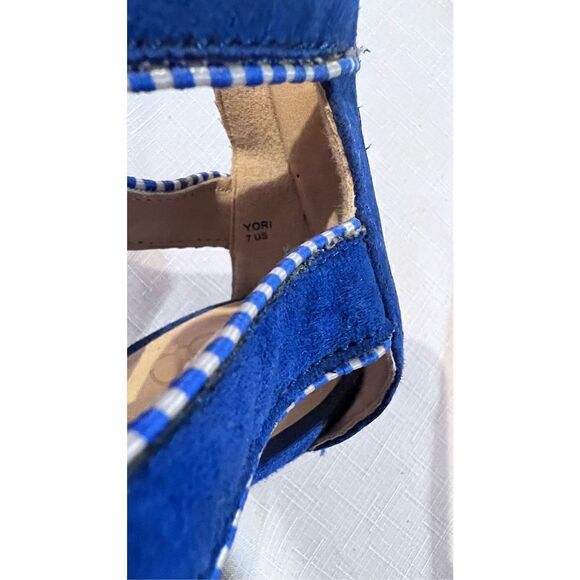 GX By Gwen Stefani Women's Yori Strappy Suede Platform Sandals Heels Blue Size 7 - Picture 14 of 15